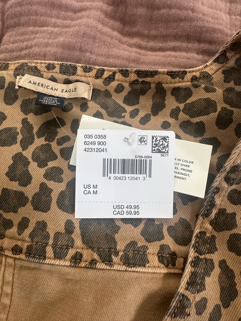 American Eagle Leopard Print Denim Vest tie Top Size Medium NWT - Picture 5 of 5
